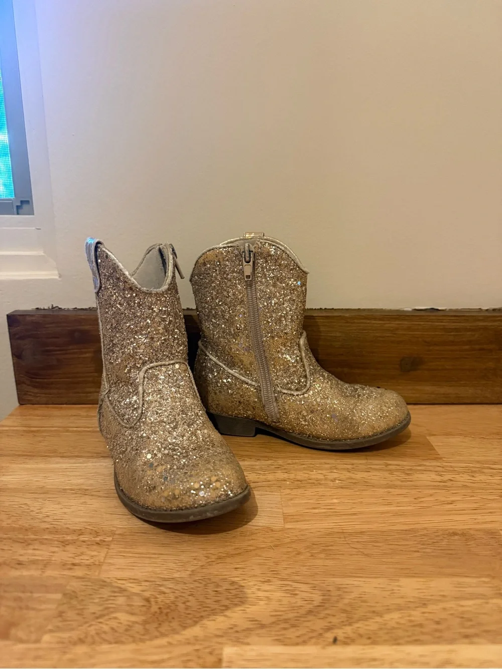 Kelly & Katie Kids Glitter Cowboy Boots - Gold